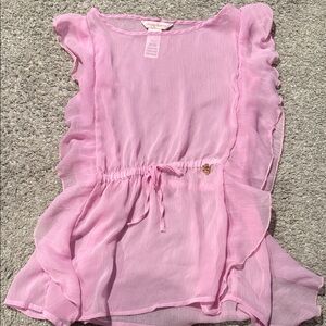 Tommy Bahama Pink Ruffled Sheer cover up!
